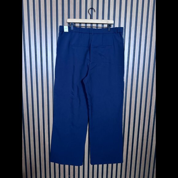 New Abercrombie & Fitch Pleated Trousers 34 / 18L Womens Blue Twill Stretch Pant - Picture 2 of 11
